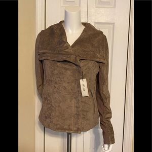 NWT SL8 Faux Suede Asymmetrical Moto Draped Jacket SZ L